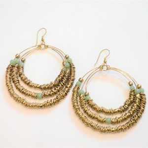 Gold tone wire and bead earrings